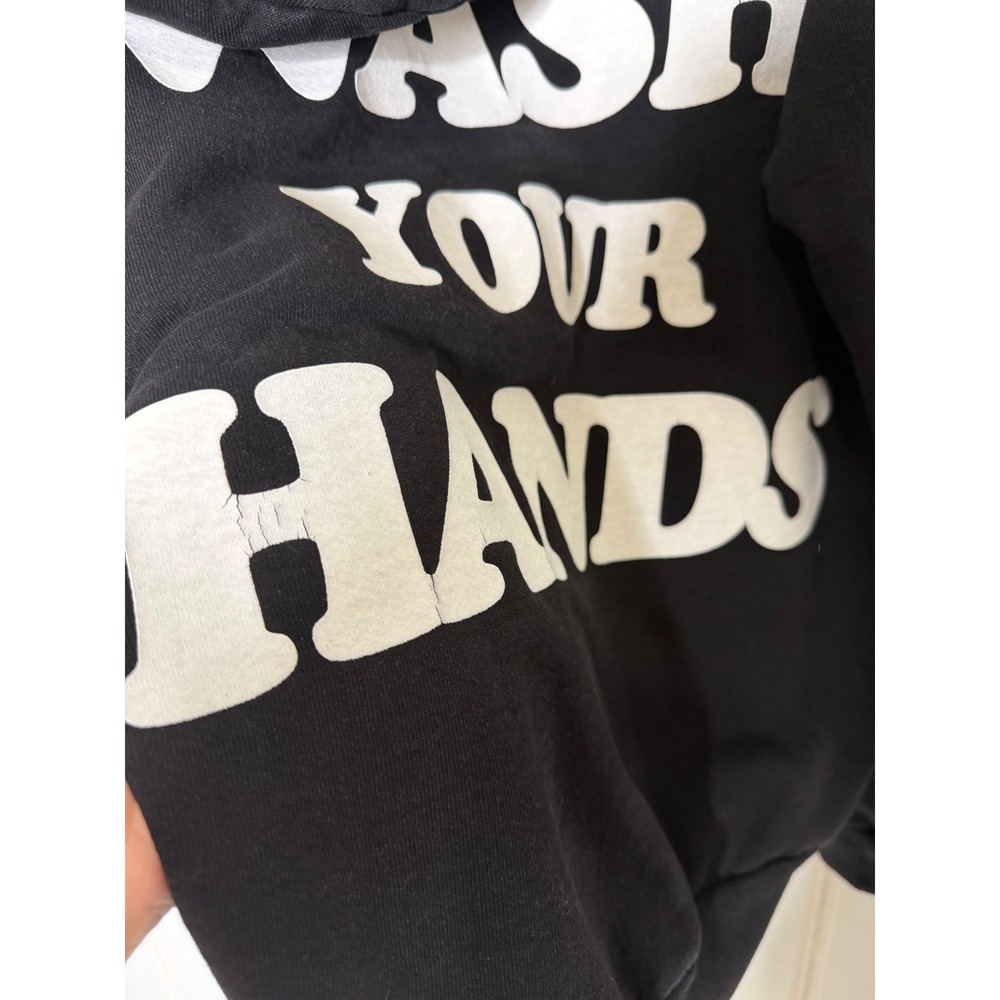 Talentless Womens Please Wash Your Hands Hoodie Black Graphic Sweatshirt Small - Picture 8 of 9